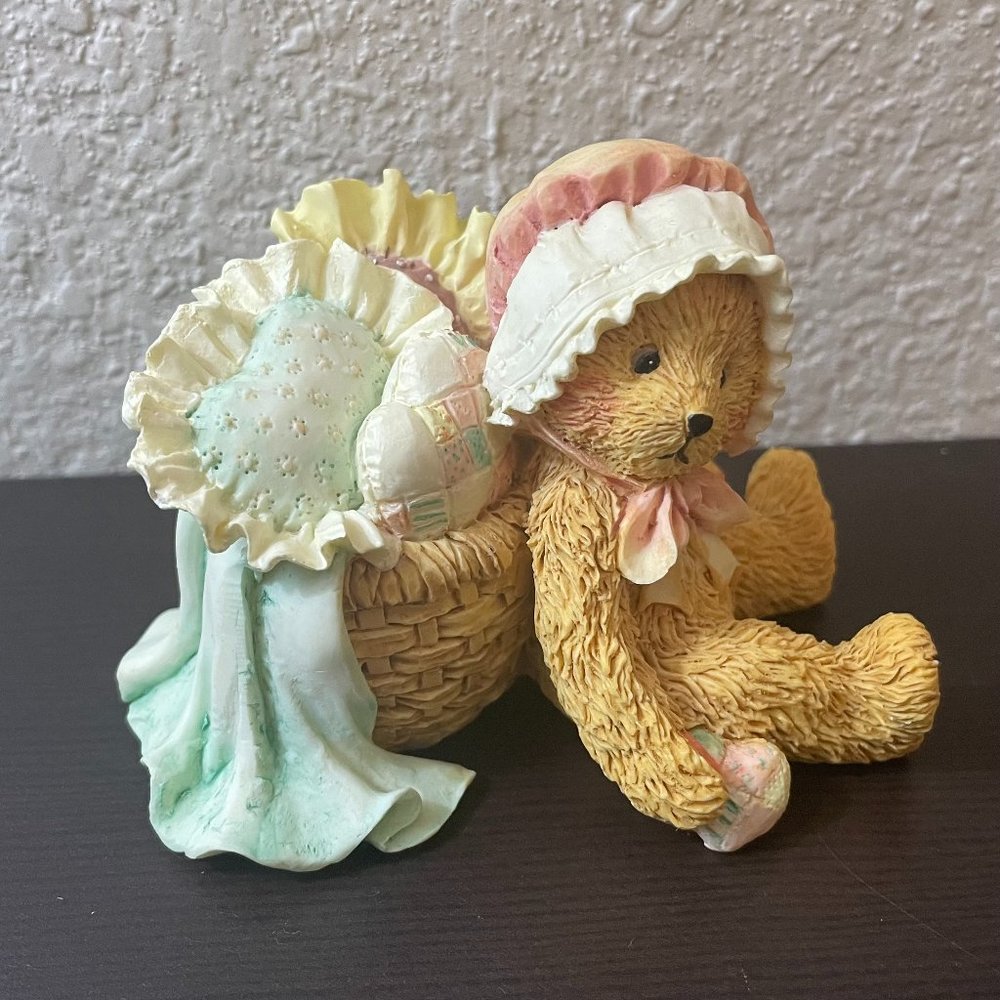 Beary Special Collection Bear with basket of heart pillows